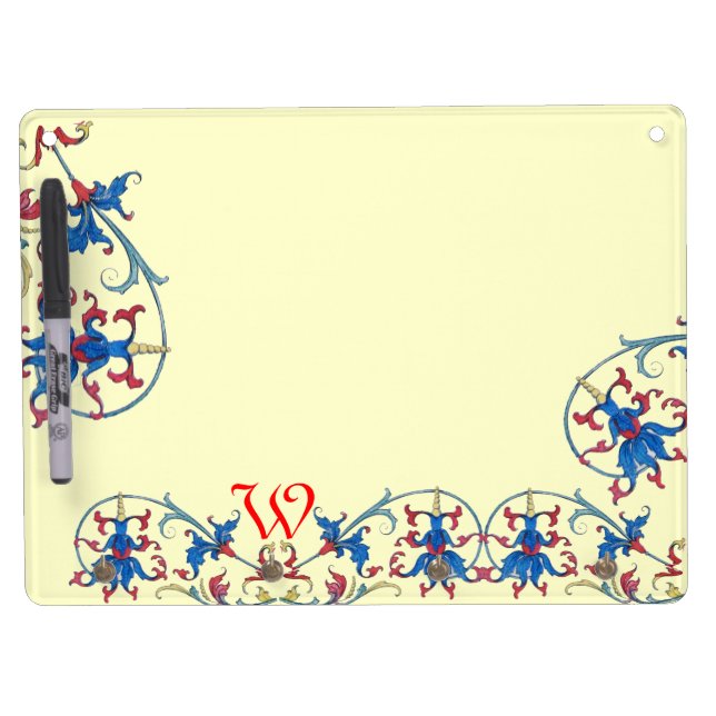 ANTIQUE FLORENTINE FLORAL MOTIFS DRY ERASE BOARD WITH KEYCHAIN HOLDER (Front)