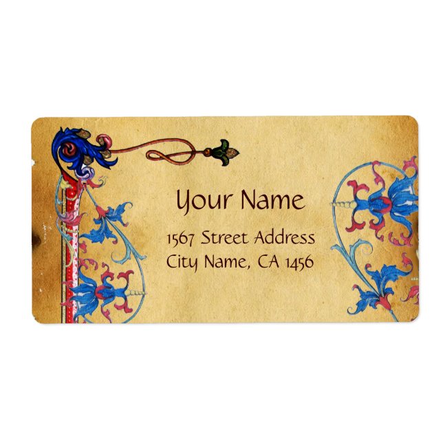 ANTIQUE FLORENTINE FLORAL MOTIFS  PARCHMENT LABEL (Front)