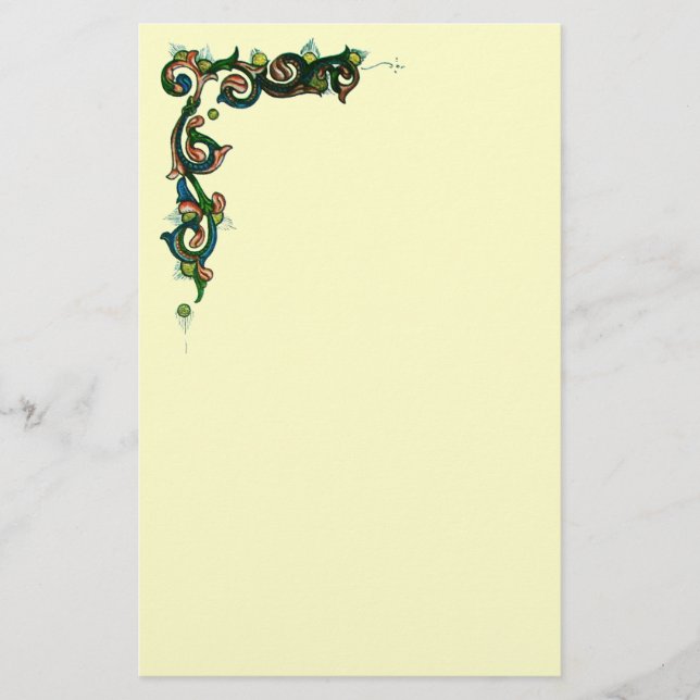 ANTIQUE FLORENTINE FLORAL MOTIFS STATIONERY (Front)