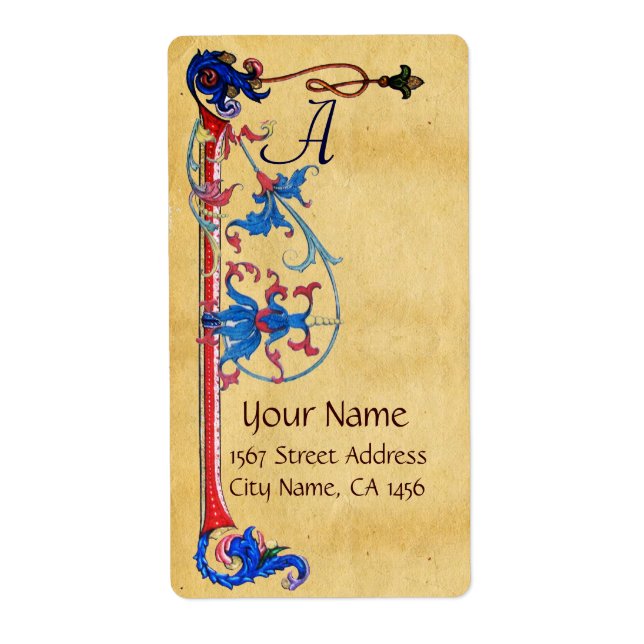 ANTIQUE FLORENTINE PARCHMENT  MONOGRAM LABEL (Front)