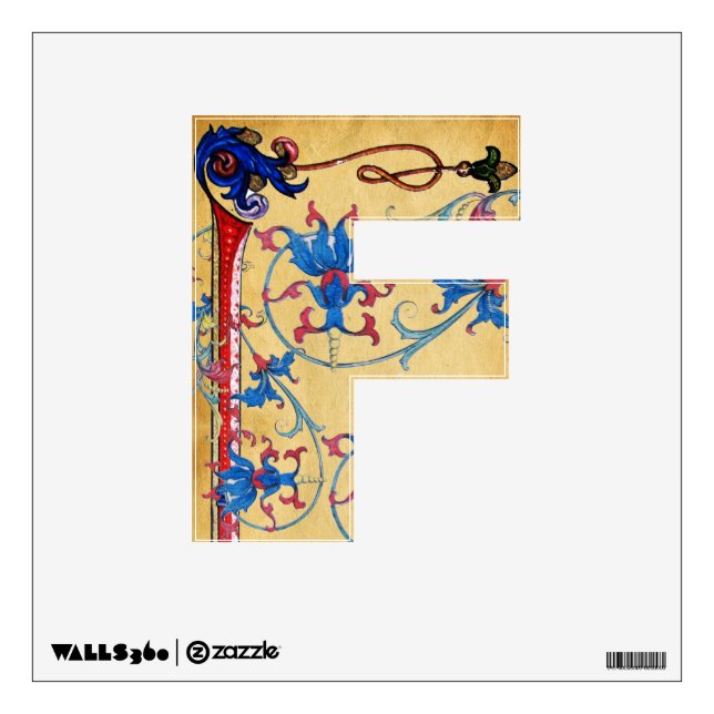 ANTIQUE FLORENTINE PARCHMENT RED WAX SEAL MONOGRAM WALL DECAL (Front)