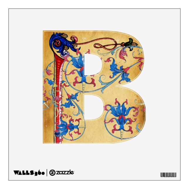 ANTIQUE FLORENTINE PARCHMENT RED WAX SEAL MONOGRAM WALL STICKER (Front)