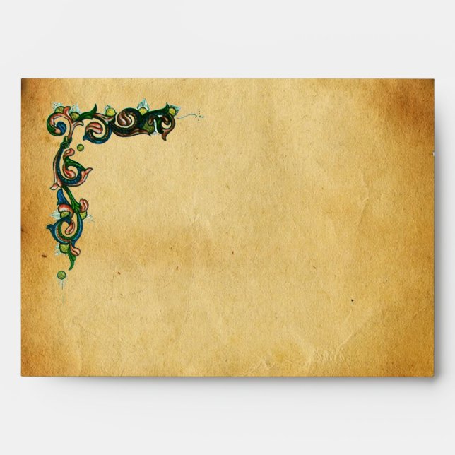 ANTIQUE FLORENTINE PARCHMENT WAX SEAL MONOGRAM ENVELOPE (Front)