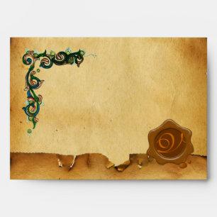 ANTIQUE FLORENTINE PARCHMENT WAX SEAL MONOGRAM ENVELOPE