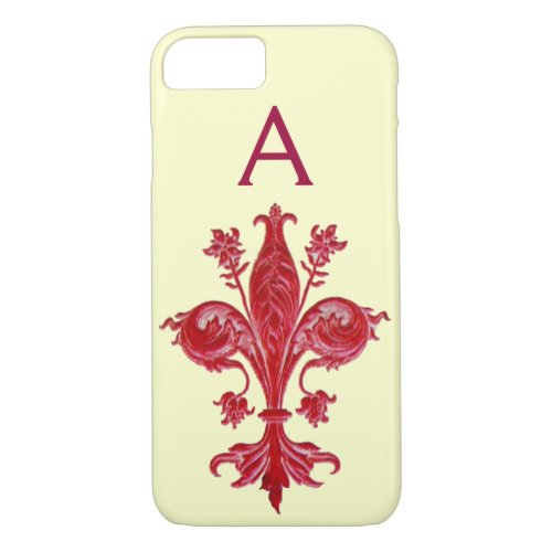 ANTIQUE FLORENTINE RED LILYFLEUR DE LIS Monogram iPhone 87 Case