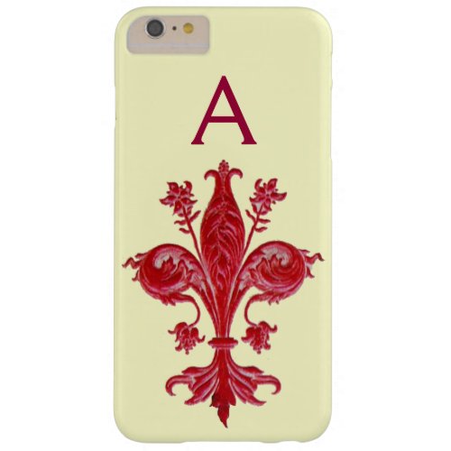 ANTIQUE FLORENTINE RED LILYFLEUR DE LIS Monogram Barely There iPhone 6 Plus Case