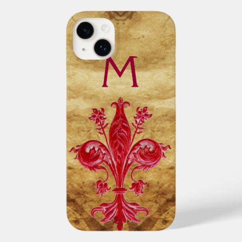 ANTIQUE FLORENTINE RED LILY FLEUR DE LIS PARCHMENT Case_Mate iPhone 14 PLUS CASE