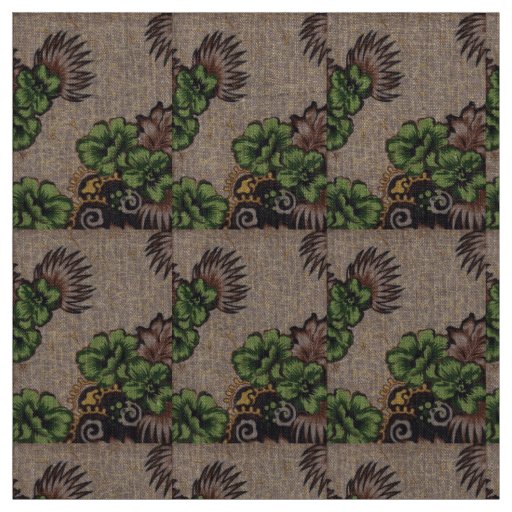 Antique Flower Botanical Art Floral Fabric Batik