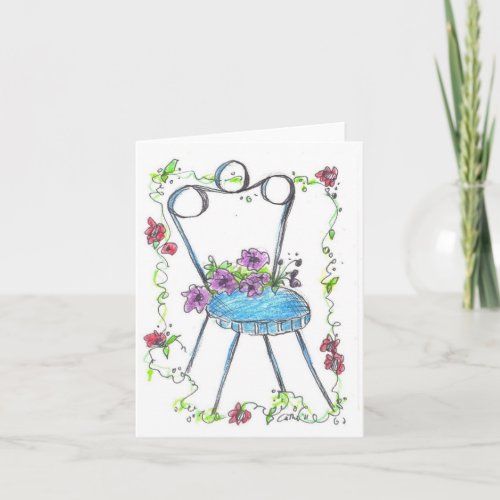 Antique Flower Chair Drawing Blank Notecard
