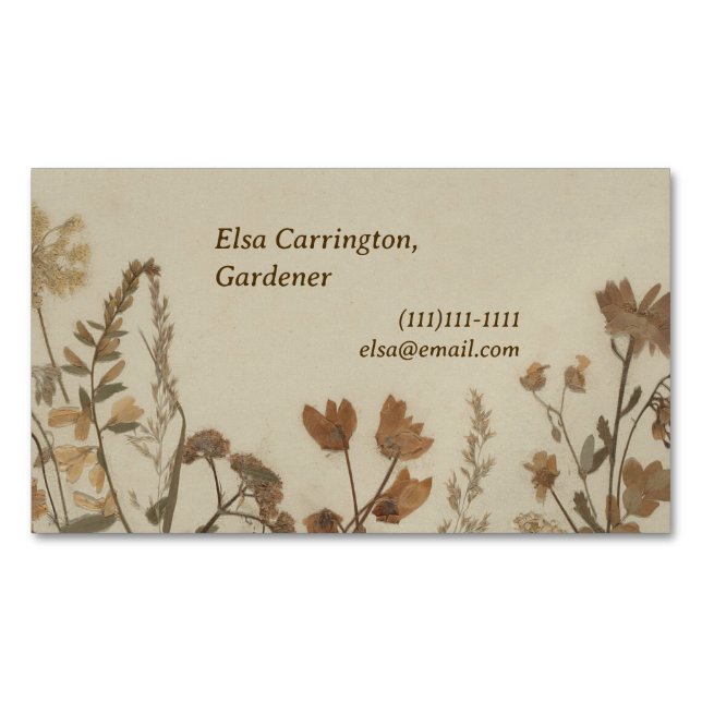 Antique Flower Collage Business Card Magnet (Front)