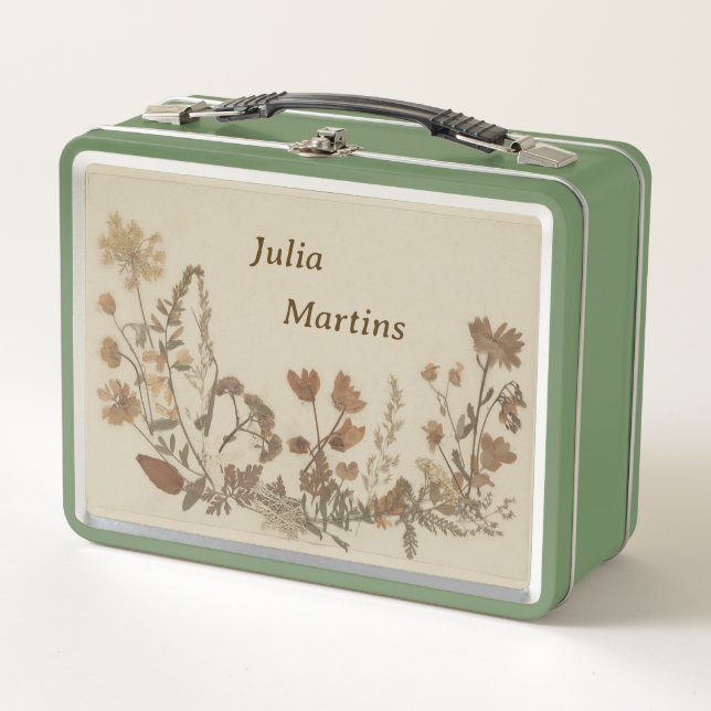 Antique Flower Collage Metal Lunch Box (Front)