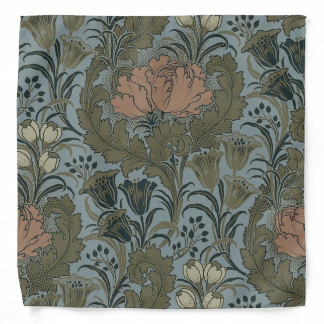 Antique Flower Morris Garden Floral Wallpaper Bandana (Front)