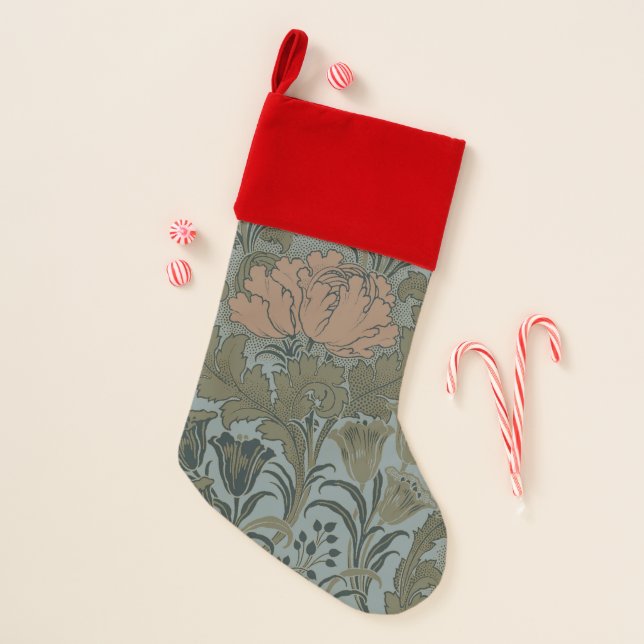 Antique Flower Morris Garden Floral Wallpaper Christmas Stocking (Front)