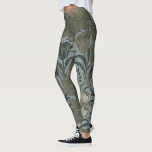 Antique Flower Morris Garden Floral Wallpaper Leggings