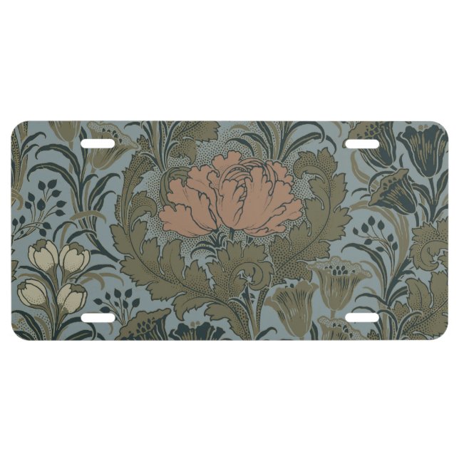 Antique Flower Morris Garden Floral Wallpaper License Plate (Front)