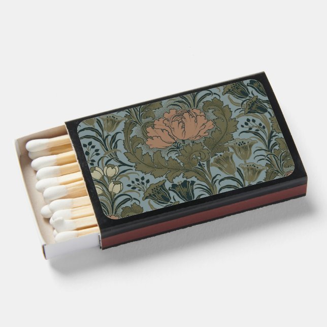 Antique Flower Morris Garden Floral Wallpaper Matchboxes (Front Open)