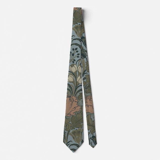 Antique Flower Morris Garden Floral Wallpaper Neck Tie (Front)