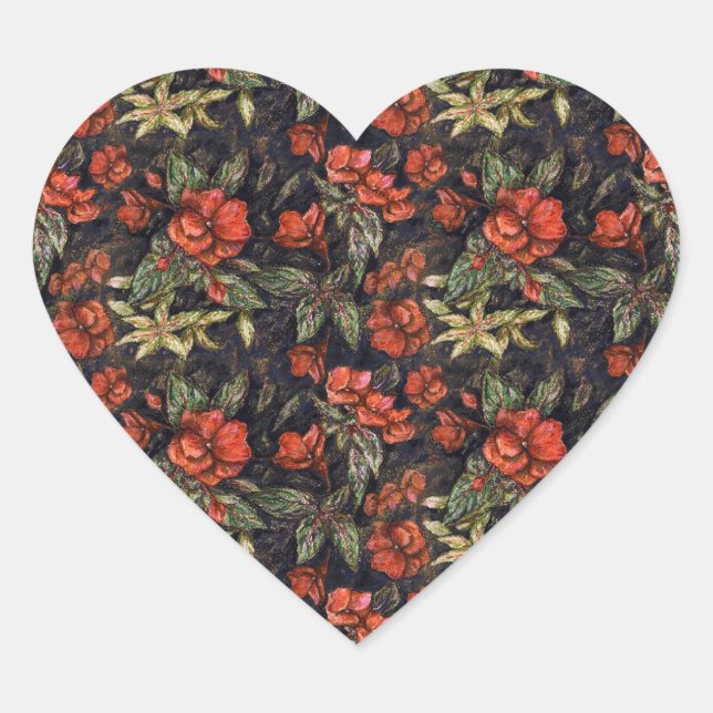 Antique Flowers by Alexandra Cook aka Linandara Heart Sticker (Front)