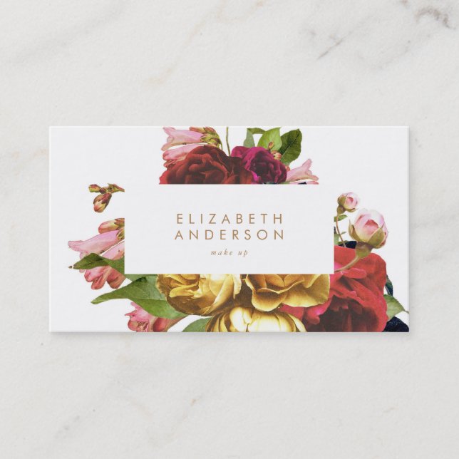 Antique Flowers Roses Business Card (Front)