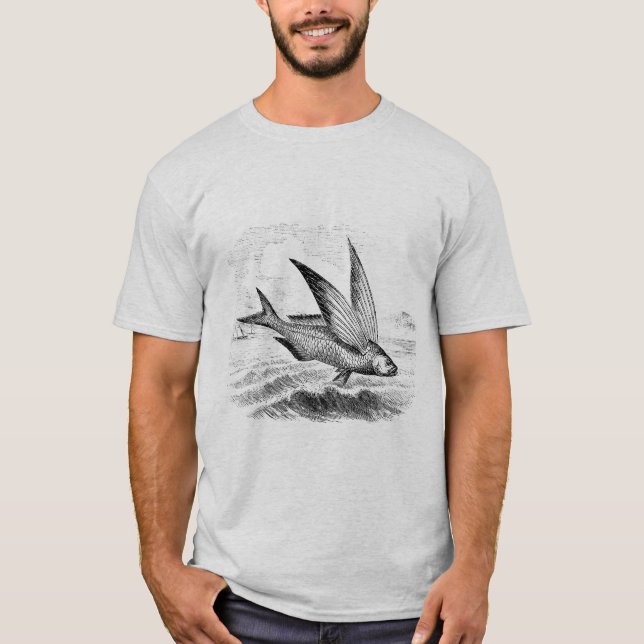 Antique Flying Fish on Tote Bag T-Shirt (Front)