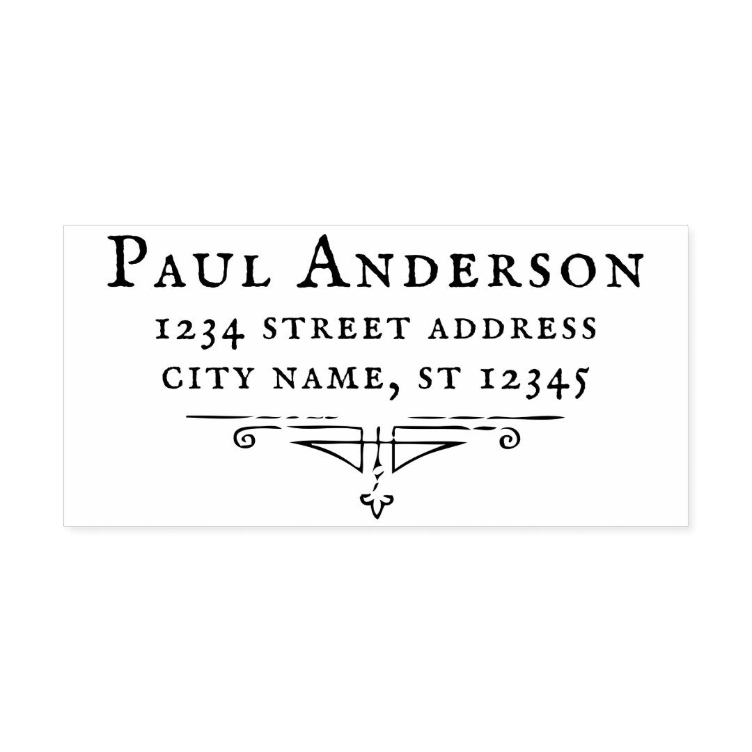 Antique font + ornament return address CC1131 Rubber Stamp