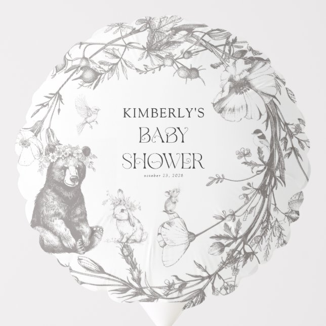 Antique Forest Animals Baby Shower Balloon (Front)