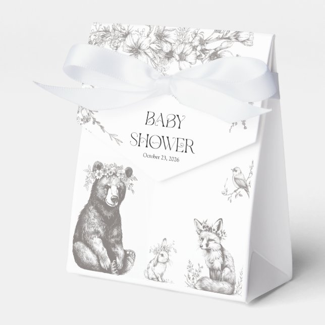 Antique Forest Animals Baby Shower Favor Boxes (Front Side)