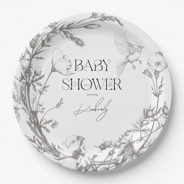 Antique Forest Animals Baby Shower Paper Plates (Front)