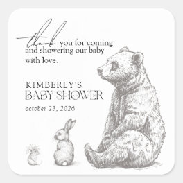 Antique Forest Animals Baby Shower Thank You Square Sticker