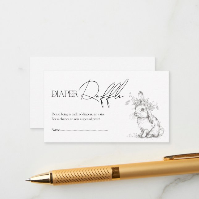 Antique Forest Woodland Diaper Raffle Enclosure Card (Front/Back In Situ)