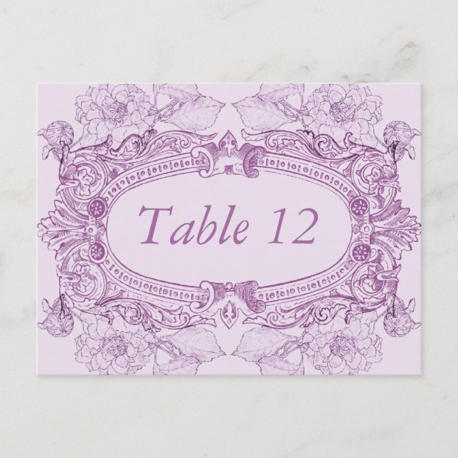 Antique Frame Lilac Table Number Card (Front)