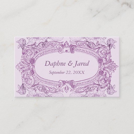 Customizable Antique Frame Lilac Wedding Placecard Business Card Templates