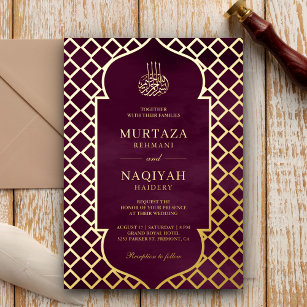 Brown and Golden Custom Walima Nikkah Scroll Invitation Card AMSC-4