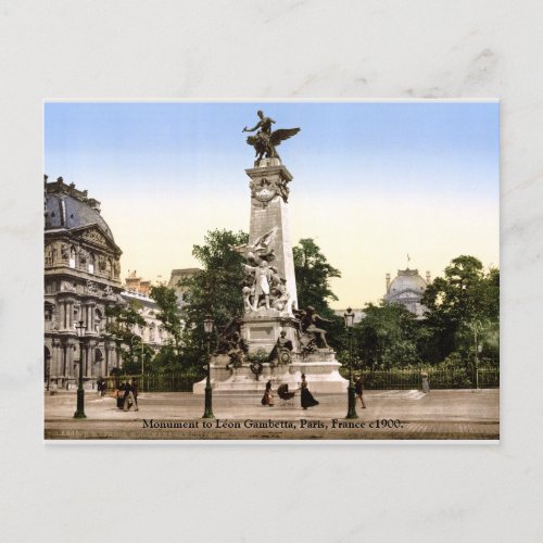Antique France c1900 Lon Gambetta Monument Paris Postcard