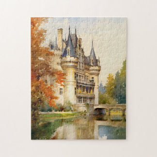 Antique French Castle Watercolor Puzzle |