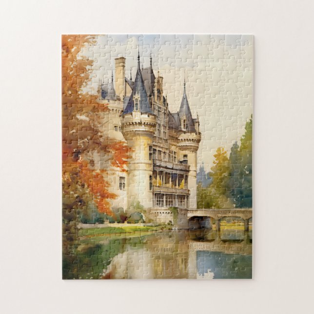 Antique French Castle Watercolor Puzzle | (Vertical)
