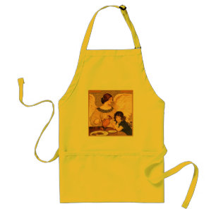 Antique French Chocolate Angel Poster: Vintage Art Adult Apron