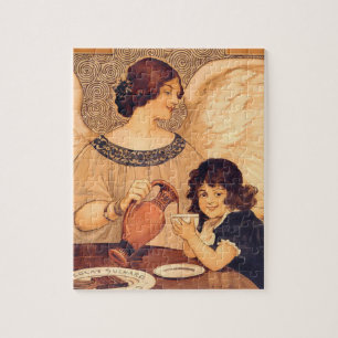 Antique French Chocolate Angel Poster: Vintage Art Jigsaw Puzzle
