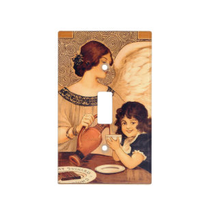 Antique French Chocolate Angel Poster: Vintage Art Light Switch Cover