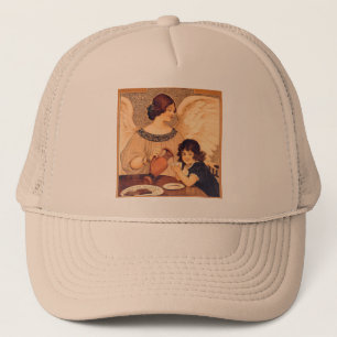 Antique French Chocolate Angel Poster: Vintage Art Trucker Hat