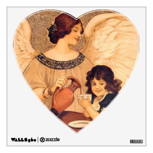 Antique French Chocolate Angel Poster: Vintage Art Wall Decal