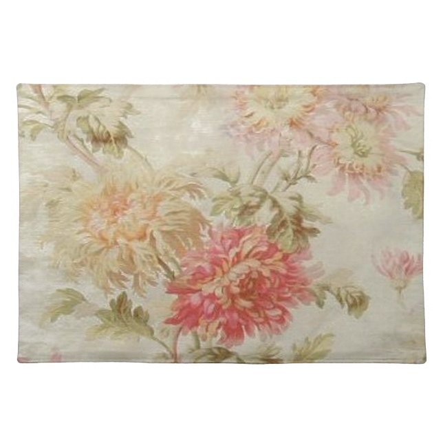 Antique French Floral Toile Cloth Placemat (Front)
