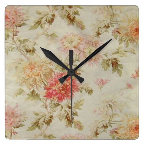 Antique French Floral Toile Square Wall Clock