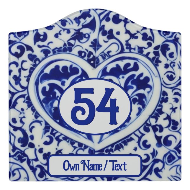Antique French Look - Romantic Blue Heart Custom Door Sign (Large Crest Front)