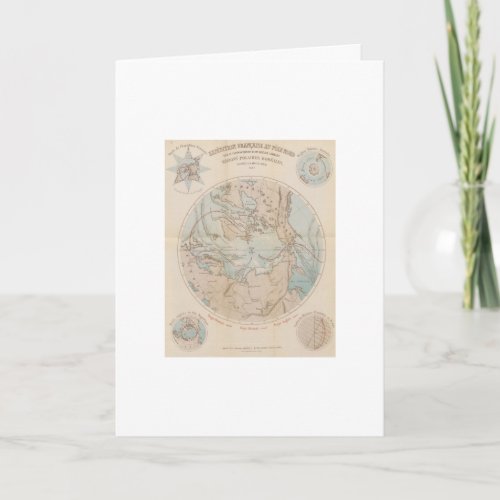 Antique French North Pole Arctic Map 1867 Card