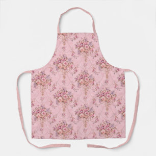 Antique French Pink Victorian Style Floral Rococo Apron