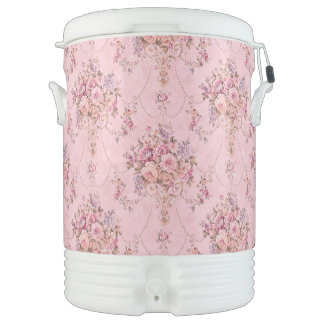 Antique French Pink Victorian Style Floral Rococo Beverage Cooler
