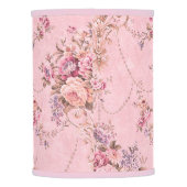 Antique French Pink Victorian Style Floral Rococo Lamp Shade (Back)