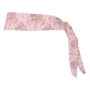 Antique French Pink Victorian Style Floral Rococo Tie Headband