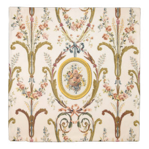 Antique French Rococo Floral Gold Cream Elegant Duvet Cover